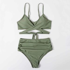 Women Cross Wrap Halter Bikini Set High Waisted Push Up Two Piece Swimsuits XL